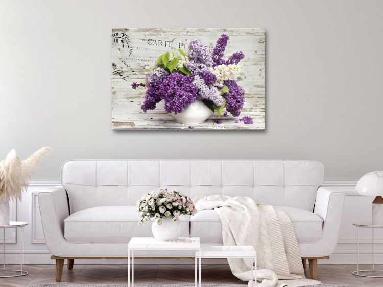 Canvas Art Print May Bouquet (1-part) wide - lavender flowers in vintage style 128419 additionalImage 3
