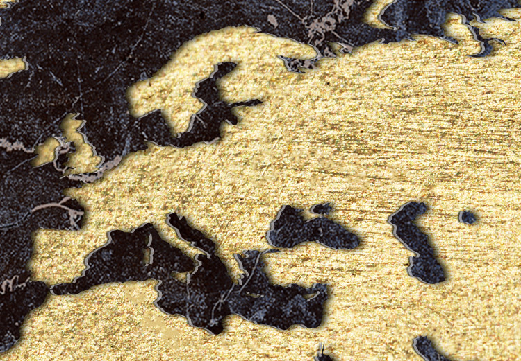 Canvas Print Golden World (1-part) wide - world map on a dark texture 128819 additionalImage 5