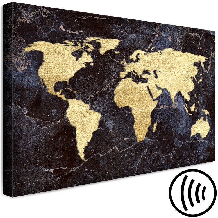 Canvas Print Golden World (1-part) wide - world map on a dark texture 128819 additionalImage 6
