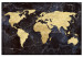 Canvas Print Golden World (1-part) wide - world map on a dark texture 128819