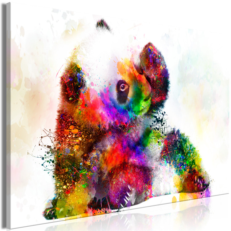 Canvas Little Panda (1-part) wide - abstract colorful bear 129119 additionalImage 2
