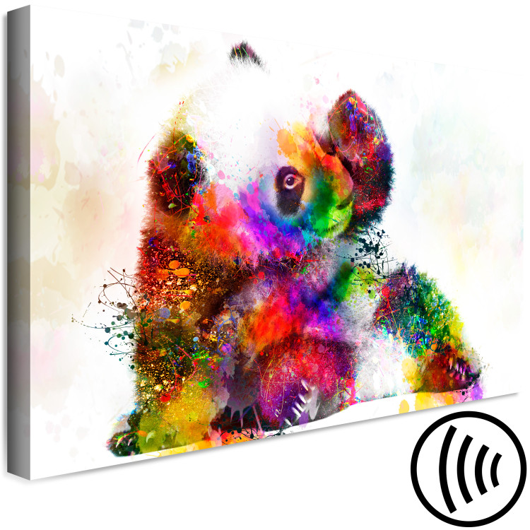 Canvas Little Panda (1-part) wide - abstract colorful bear 129119 additionalImage 6