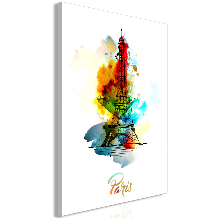 Canvas Colorful Paris (1-part) vertical - abstract tower with inscriptions 129319 additionalImage 2