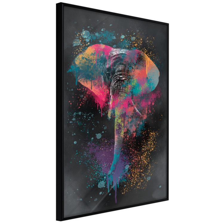 Wall Poster Colorful Safari - multicolored elephant in a watercolor motif on a black background 130519 additionalImage 6
