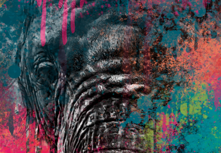 Wall Poster Colorful Safari - multicolored elephant in a watercolor motif on a black background 130519 additionalImage 11