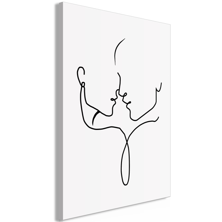 Canvas Art Print Shared Glance (1-piece) Vertical - line art of loving characters 130719 additionalImage 2