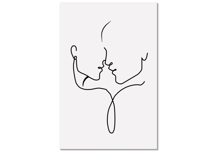 Canvas Art Print Shared Glance (1-piece) Vertical - line art of loving characters 130719
