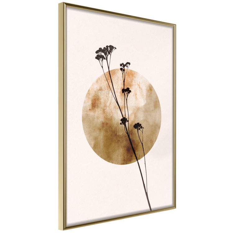 Poster Plant Figure - black plant and large golden circle on a light background 131819 additionalImage 14
