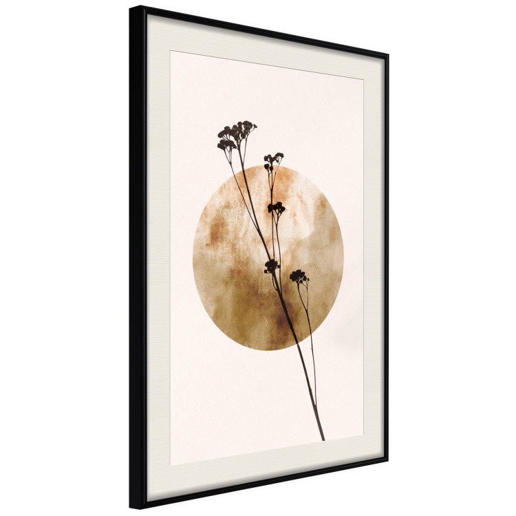 Poster Plant Figure - black plant and large golden circle on a light background 131819 additionalImage 2