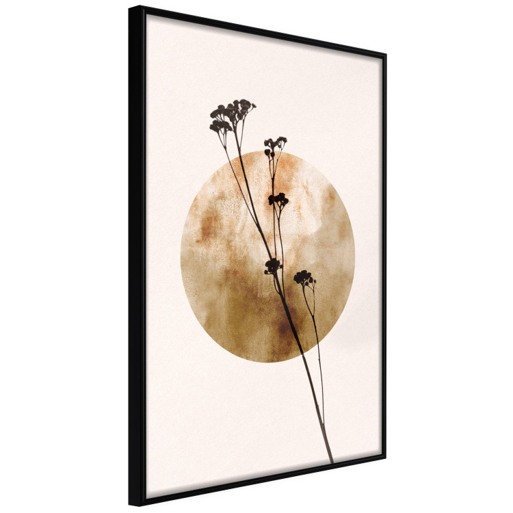 Poster Plant Figure - black plant and large golden circle on a light background 131819 additionalImage 13