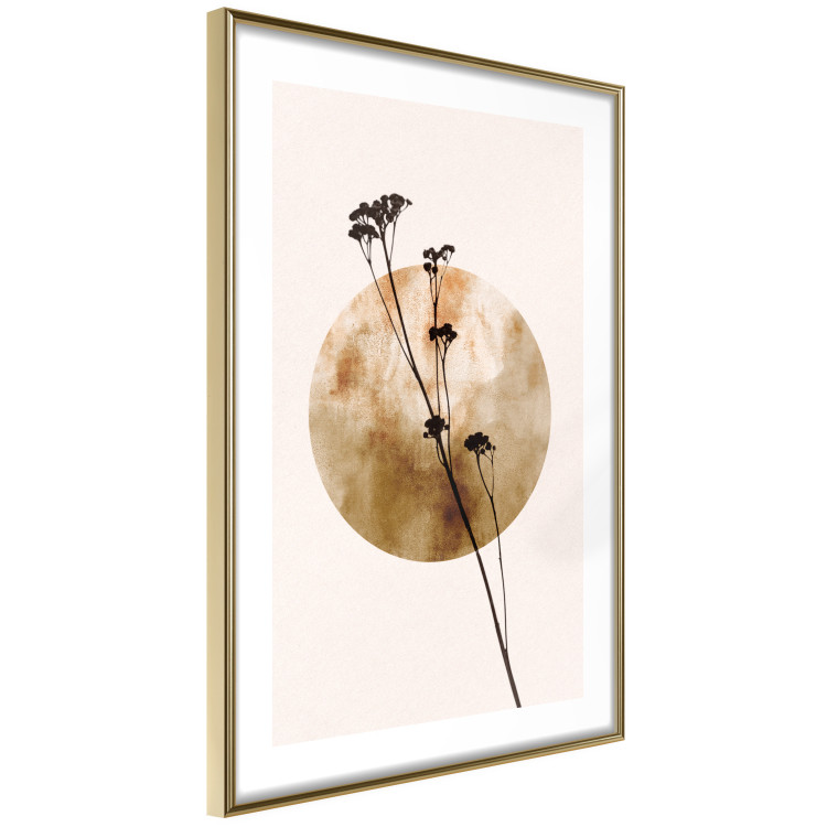 Poster Plant Figure - black plant and large golden circle on a light background 131819 additionalImage 9