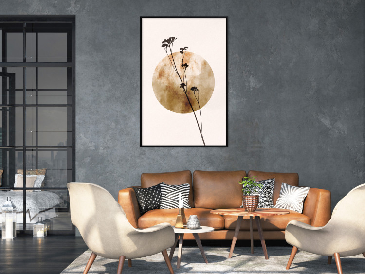 Poster Plant Figure - black plant and large golden circle on a light background 131819 additionalImage 6