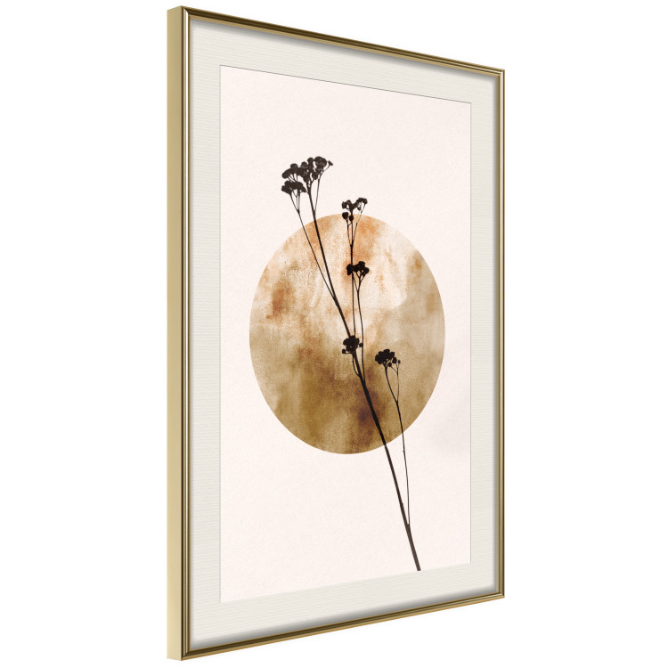 Poster Plant Figure - black plant and large golden circle on a light background 131819 additionalImage 3