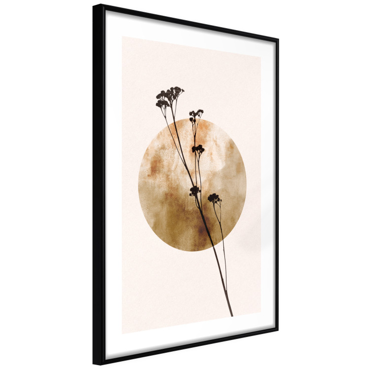 Poster Plant Figure - black plant and large golden circle on a light background 131819 additionalImage 8