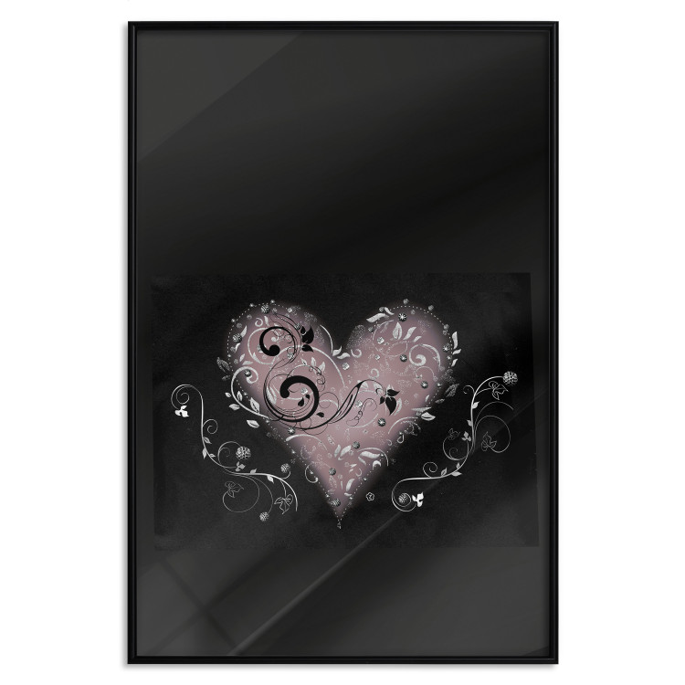 Poster For a Friend - heart in a light composition of ornaments on a black background 131919 additionalImage 16