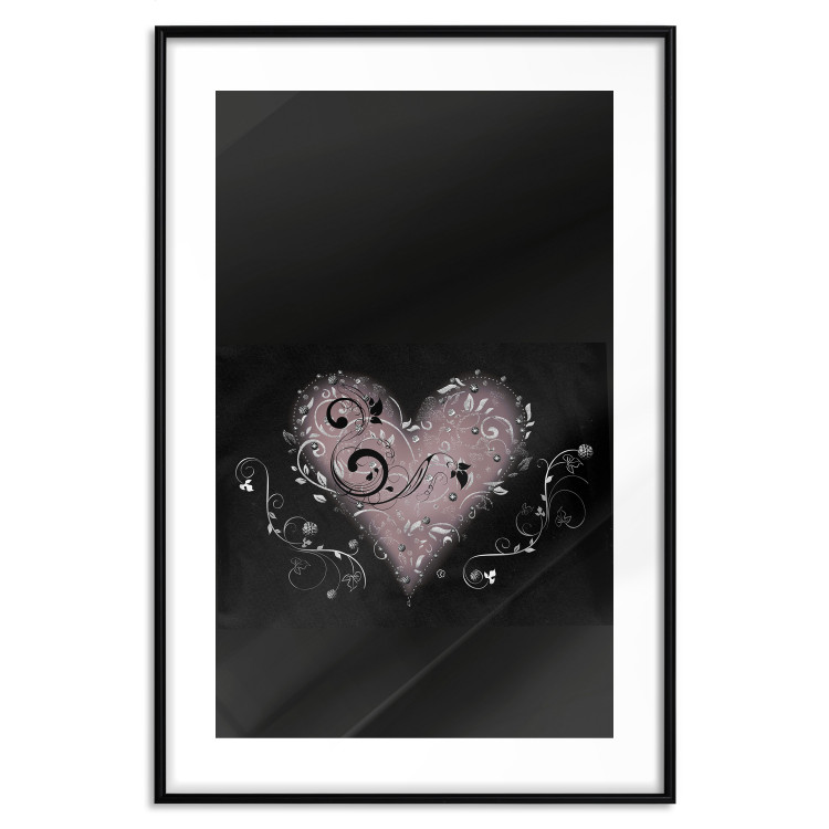 Poster For a Friend - heart in a light composition of ornaments on a black background 131919 additionalImage 15