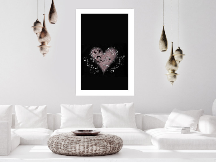 Poster For a Friend - heart in a light composition of ornaments on a black background 131919 additionalImage 3