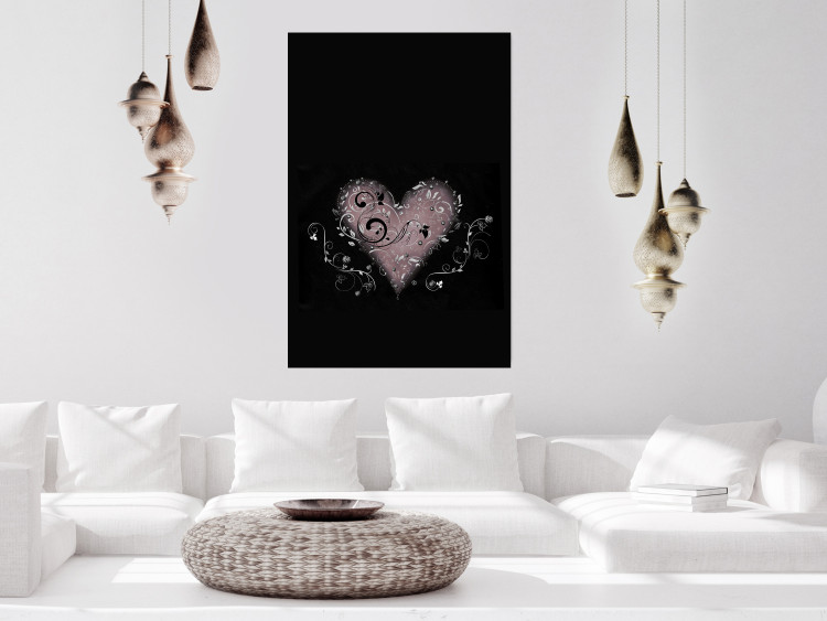 Poster For a Friend - heart in a light composition of ornaments on a black background 131919 additionalImage 2