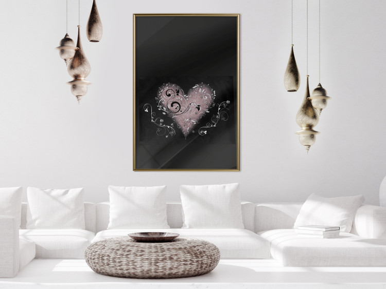 Poster For a Friend - heart in a light composition of ornaments on a black background 131919 additionalImage 5
