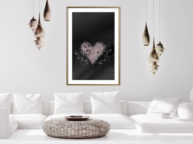 Poster For a Friend - heart in a light composition of ornaments on a black background 131919 additionalImage 13