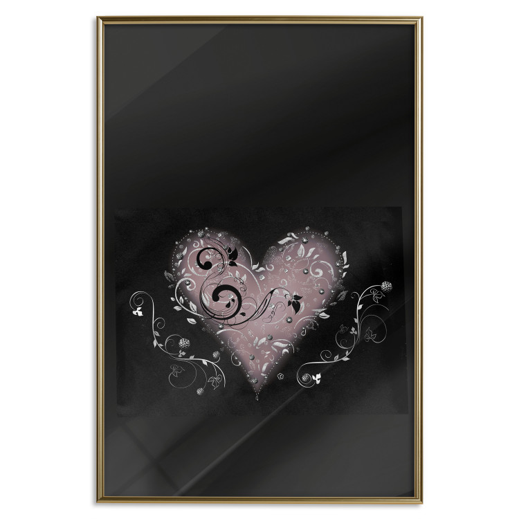 Poster For a Friend - heart in a light composition of ornaments on a black background 131919 additionalImage 17
