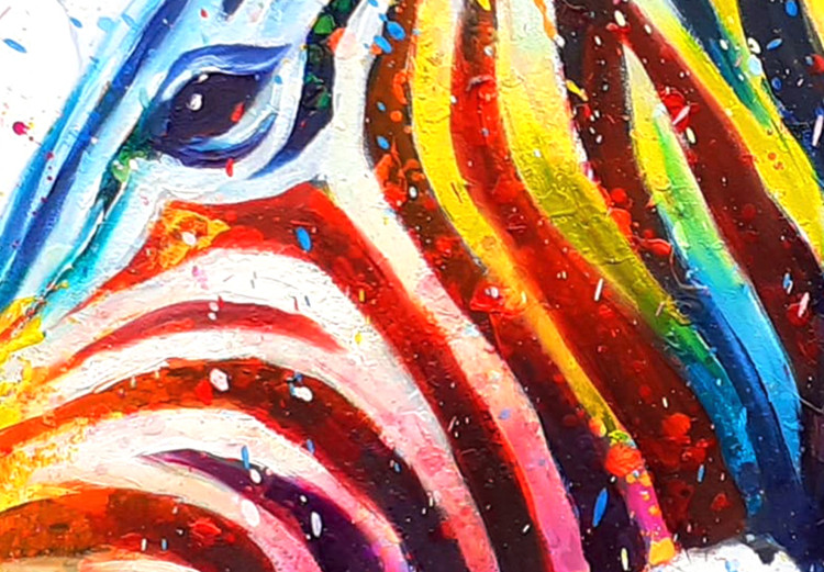 Canvas Art Print Zebra (1-piece) Wide - futuristic multi-colored animal 132019 additionalImage 5