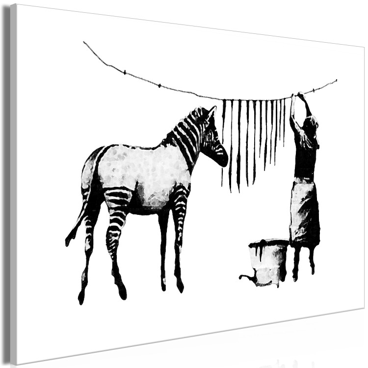 Canvas Print Banksy: Washing Zebra (1 Part) Wide 132419 additionalImage 2