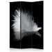 Room Divider Screen White Feather (3-piece) - white bird feather on a black background 132619
