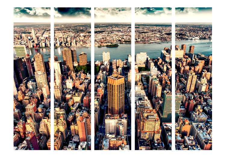 Folding Screen New York from Above II (5-piece) - architecture against the backdrop of a river 132719 additionalImage 3