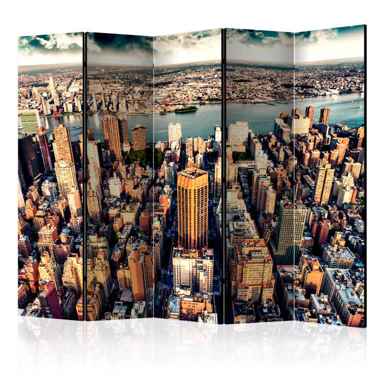 Folding Screen New York from Above II (5-piece) - architecture against the backdrop of a river 132719