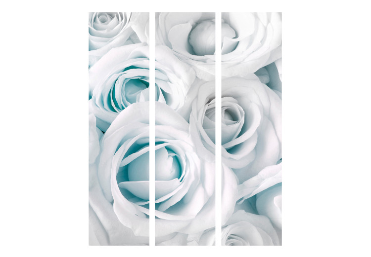 Room Divider Silk Rose (Turquoise) (3-piece) - composition with white flowers 133119 additionalImage 3