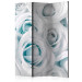 Room Divider Silk Rose (Turquoise) (3-piece) - composition with white flowers 133119