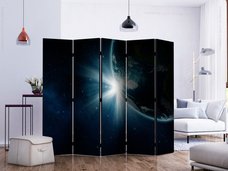 Room Divider Earth II (5-piece) - landscape of the blue planet against cosmos background 133219 additionalImage 2