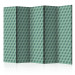 Folding Screen Monochromatic Cubes II (5-piece) - green geometric 3D background 133419