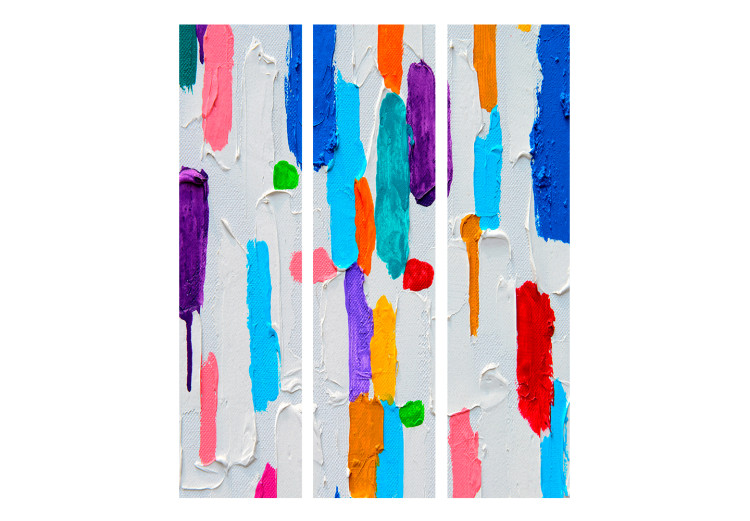Room Separator Clash of Colors (3-piece) - gray background and multicolored paint splashes 133519 additionalImage 3