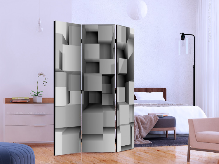 Folding Screen Mechanical Symmetry - abstraction of geometric figures with 3D effect 133619 additionalImage 2
