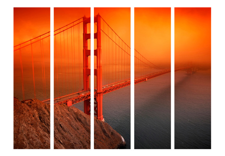 Room Divider Screen Golden Gate Bridge II - architecture of a large red bridge over the ocean 133719 additionalImage 3