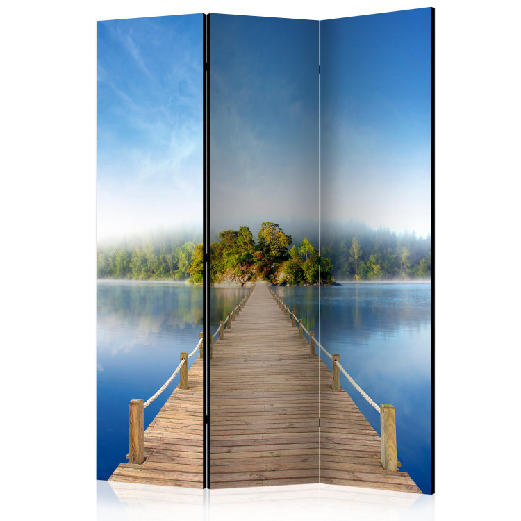 Folding Screen Mysterious Island - landscape of a wooden bridge leading to an island 134119