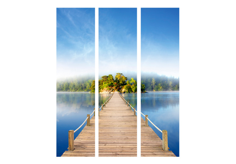 Folding Screen Mysterious Island - landscape of a wooden bridge leading to an island 134119 additionalImage 3