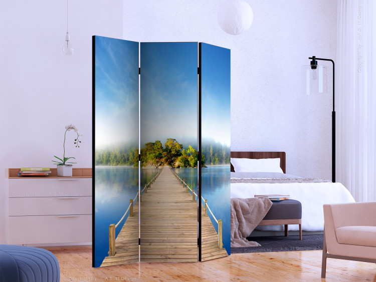 Folding Screen Mysterious Island - landscape of a wooden bridge leading to an island 134119 additionalImage 2