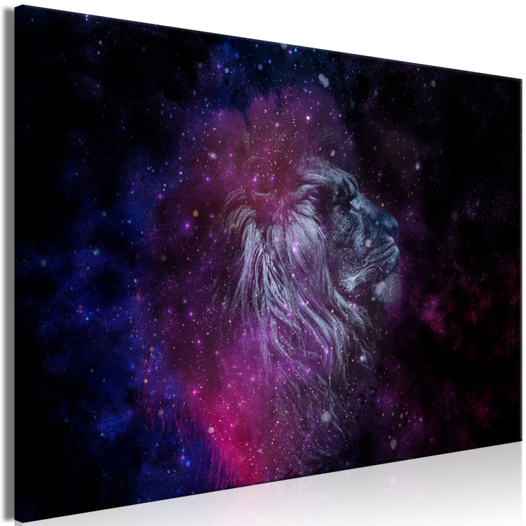 Canvas Print Lion on starry sky - modern abstraction in dark colours 134219 additionalImage 2