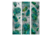 Folding Screen Modernist Jungle (3-piece) - green leaves on a gray background 134319 additionalThumb 3