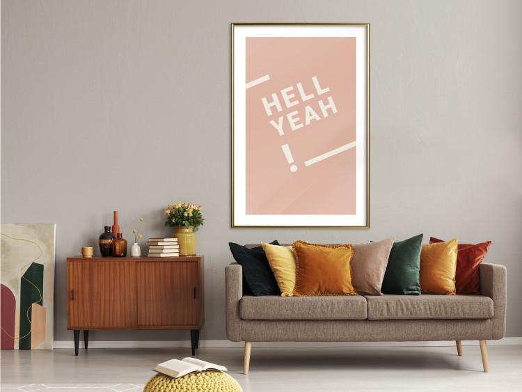Wall Poster Hell Yeah! - white English texts on a light pastel background 135619 additionalImage 10