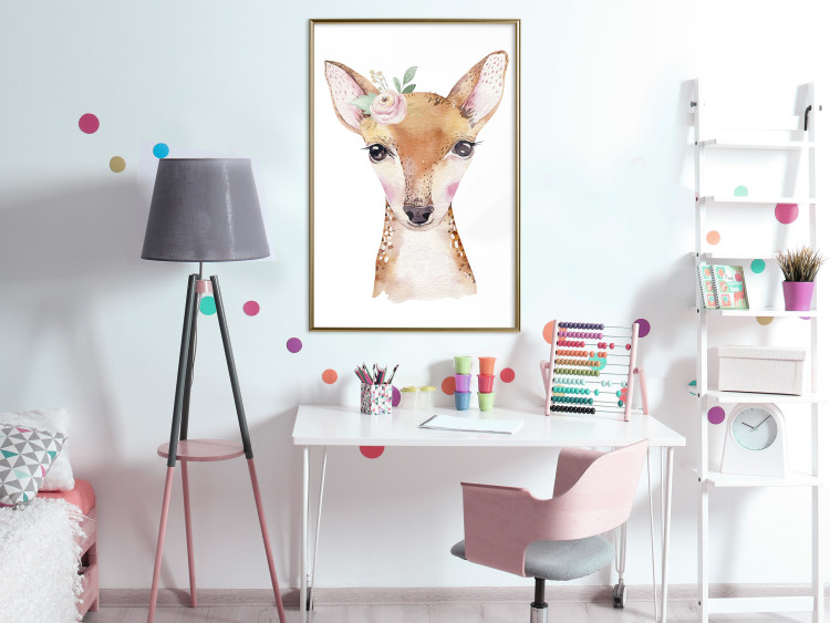 Wall Poster Little Deer - funny portrait of an animal on a white contrasting background 135719 additionalImage 7