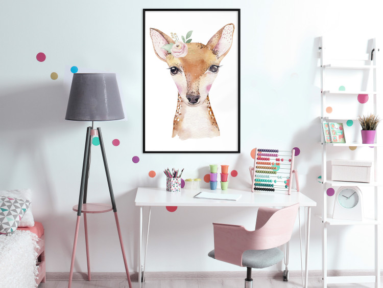 Wall Poster Little Deer - funny portrait of an animal on a white contrasting background 135719 additionalImage 12