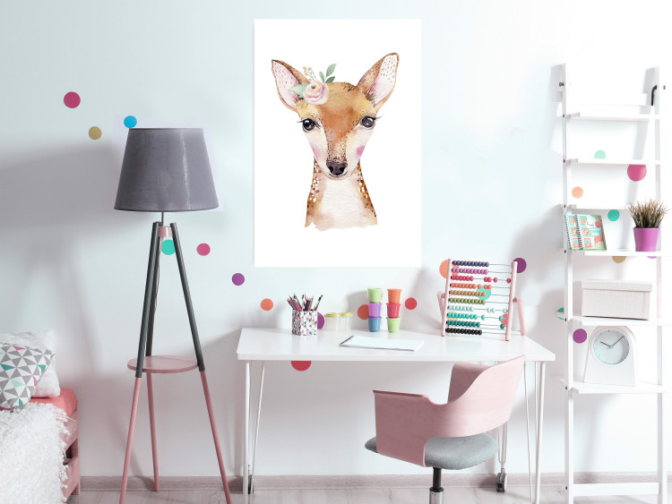 Wall Poster Little Deer - funny portrait of an animal on a white contrasting background 135719 additionalImage 11