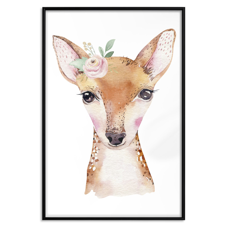 Wall Poster Little Deer - funny portrait of an animal on a white contrasting background 135719 additionalImage 2
