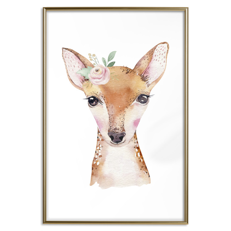 Wall Poster Little Deer - funny portrait of an animal on a white contrasting background 135719 additionalImage 15