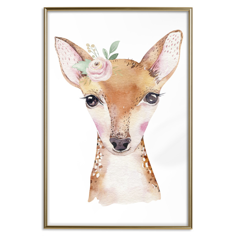 Wall Poster Little Deer - funny portrait of an animal on a white contrasting background 135719 additionalImage 24