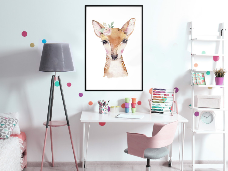 Wall Poster Little Deer - funny portrait of an animal on a white contrasting background 135719 additionalImage 6